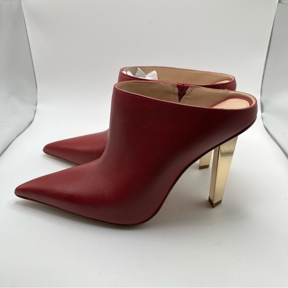 NWB MICHAEL KORS Halle Leather Mule Pump size 7M red gold heel - Picture 6 of 11